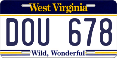 WV license plate DOU678