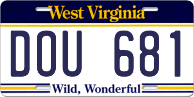WV license plate DOU681