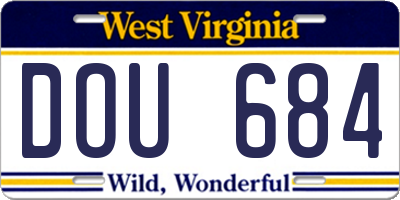 WV license plate DOU684