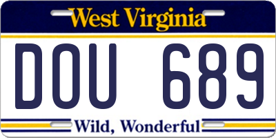 WV license plate DOU689