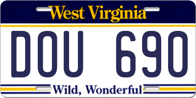 WV license plate DOU690