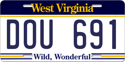 WV license plate DOU691