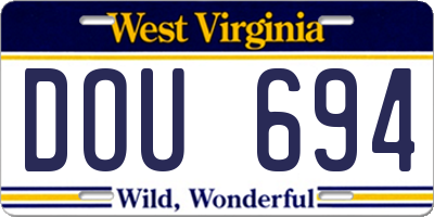 WV license plate DOU694