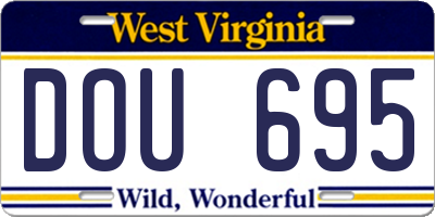 WV license plate DOU695