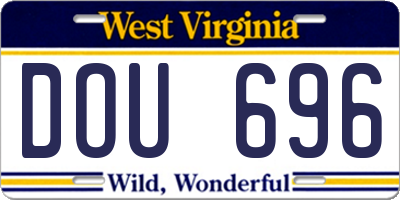 WV license plate DOU696