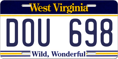 WV license plate DOU698