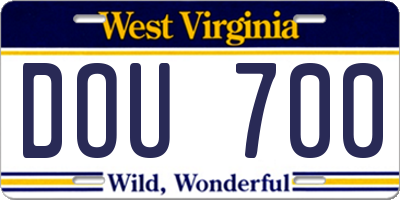 WV license plate DOU700