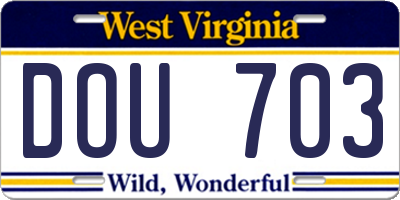 WV license plate DOU703