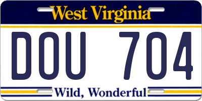 WV license plate DOU704