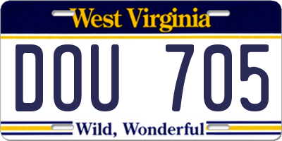 WV license plate DOU705