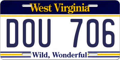 WV license plate DOU706