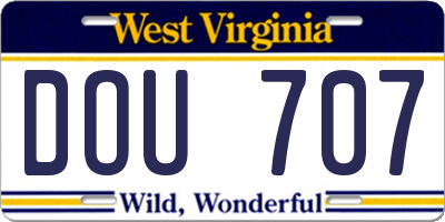 WV license plate DOU707