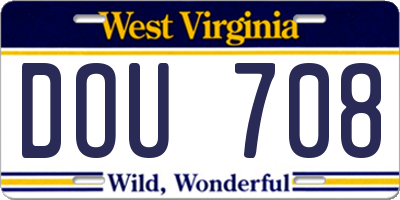 WV license plate DOU708