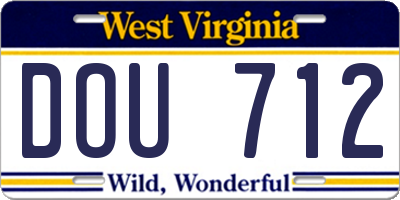 WV license plate DOU712