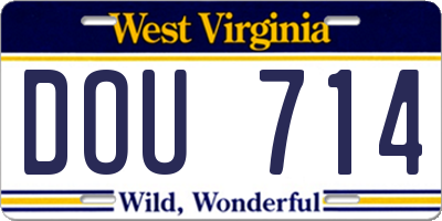 WV license plate DOU714