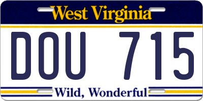 WV license plate DOU715