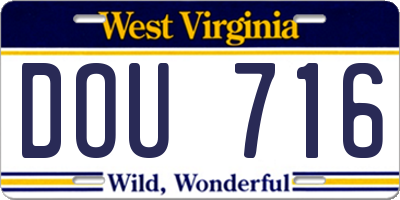 WV license plate DOU716