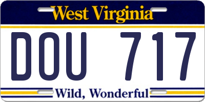 WV license plate DOU717