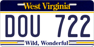 WV license plate DOU722