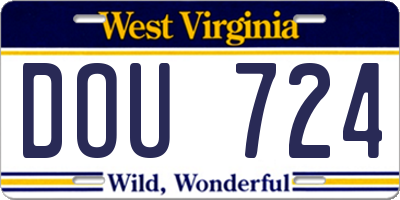 WV license plate DOU724
