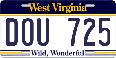 WV license plate DOU725