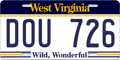 WV license plate DOU726