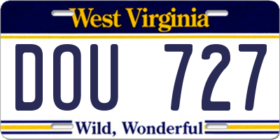 WV license plate DOU727