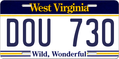 WV license plate DOU730
