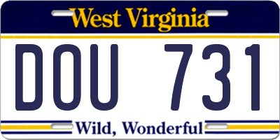 WV license plate DOU731