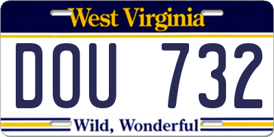 WV license plate DOU732