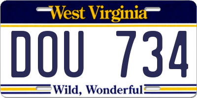 WV license plate DOU734