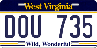 WV license plate DOU735