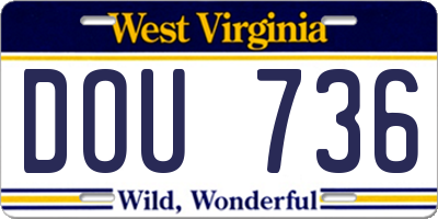 WV license plate DOU736