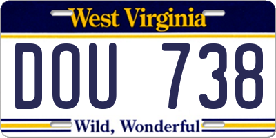 WV license plate DOU738