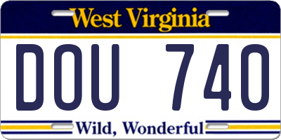 WV license plate DOU740