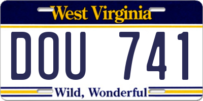 WV license plate DOU741