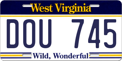 WV license plate DOU745