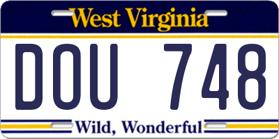 WV license plate DOU748