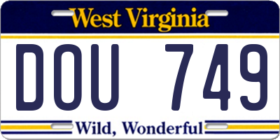 WV license plate DOU749