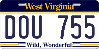 WV license plate DOU755