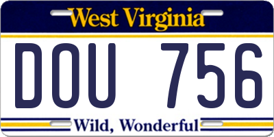 WV license plate DOU756