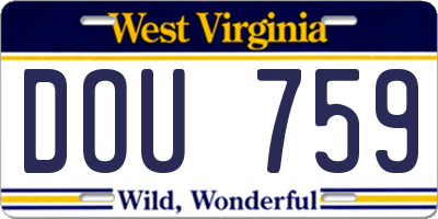 WV license plate DOU759