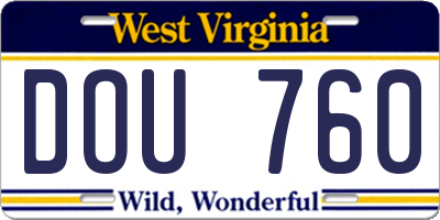 WV license plate DOU760