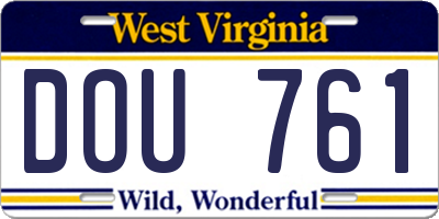 WV license plate DOU761