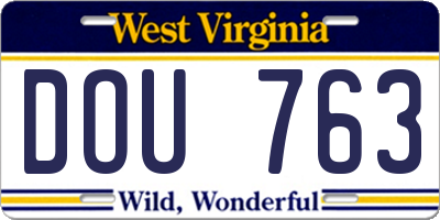 WV license plate DOU763