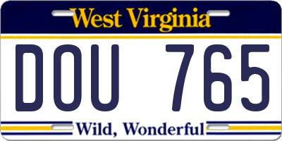 WV license plate DOU765