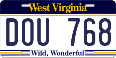 WV license plate DOU768