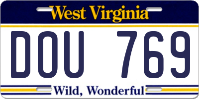 WV license plate DOU769