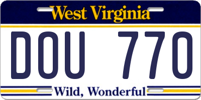 WV license plate DOU770