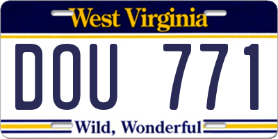 WV license plate DOU771